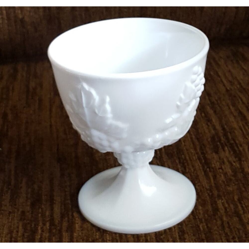 Vintage rare milk glass cordial or wine goblet 4” tall